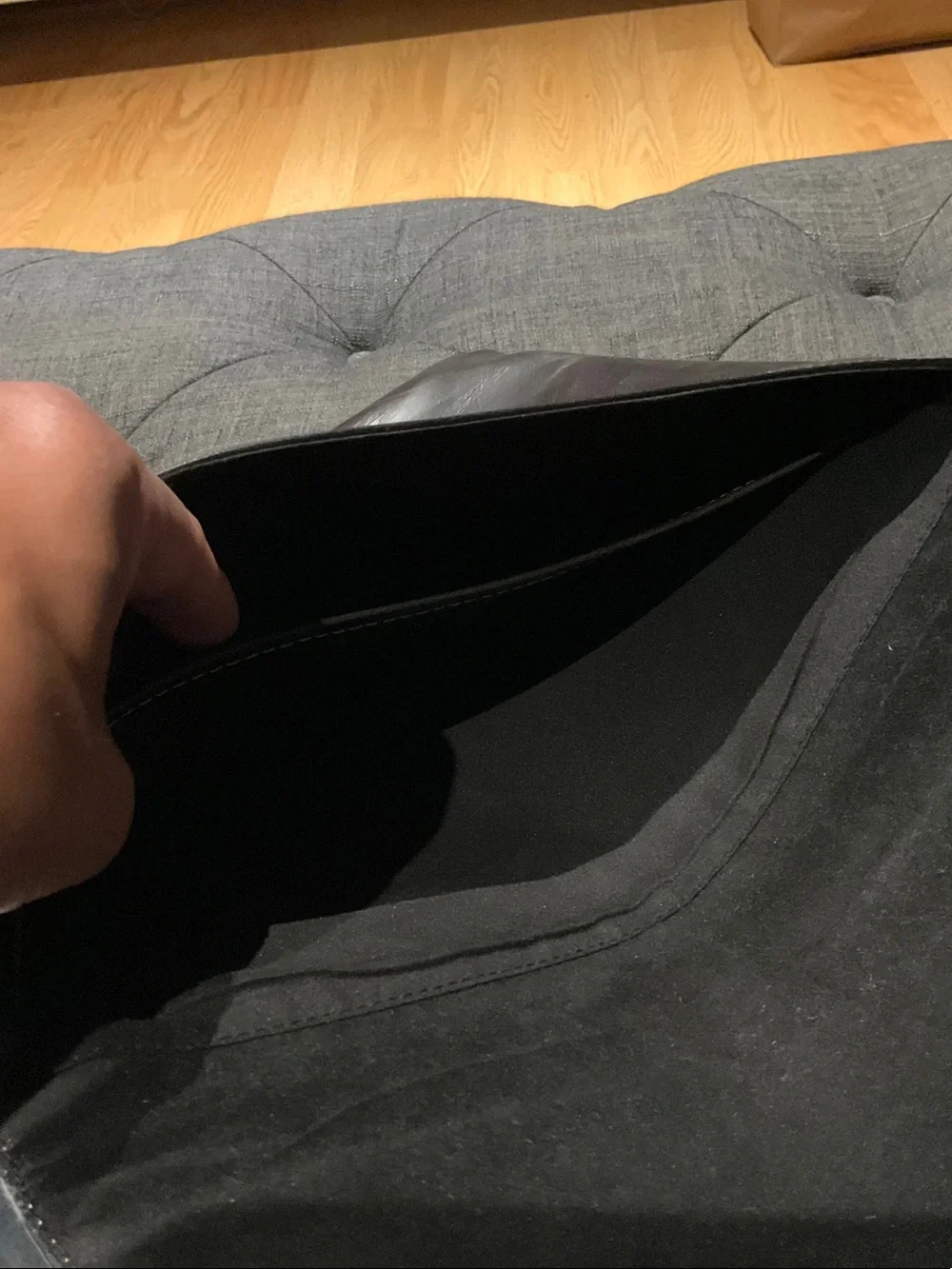Classic Black Leather Envelope Clutch